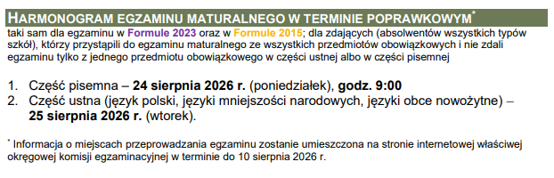 grafika z poprawkowym terminem matury w 2026 roku