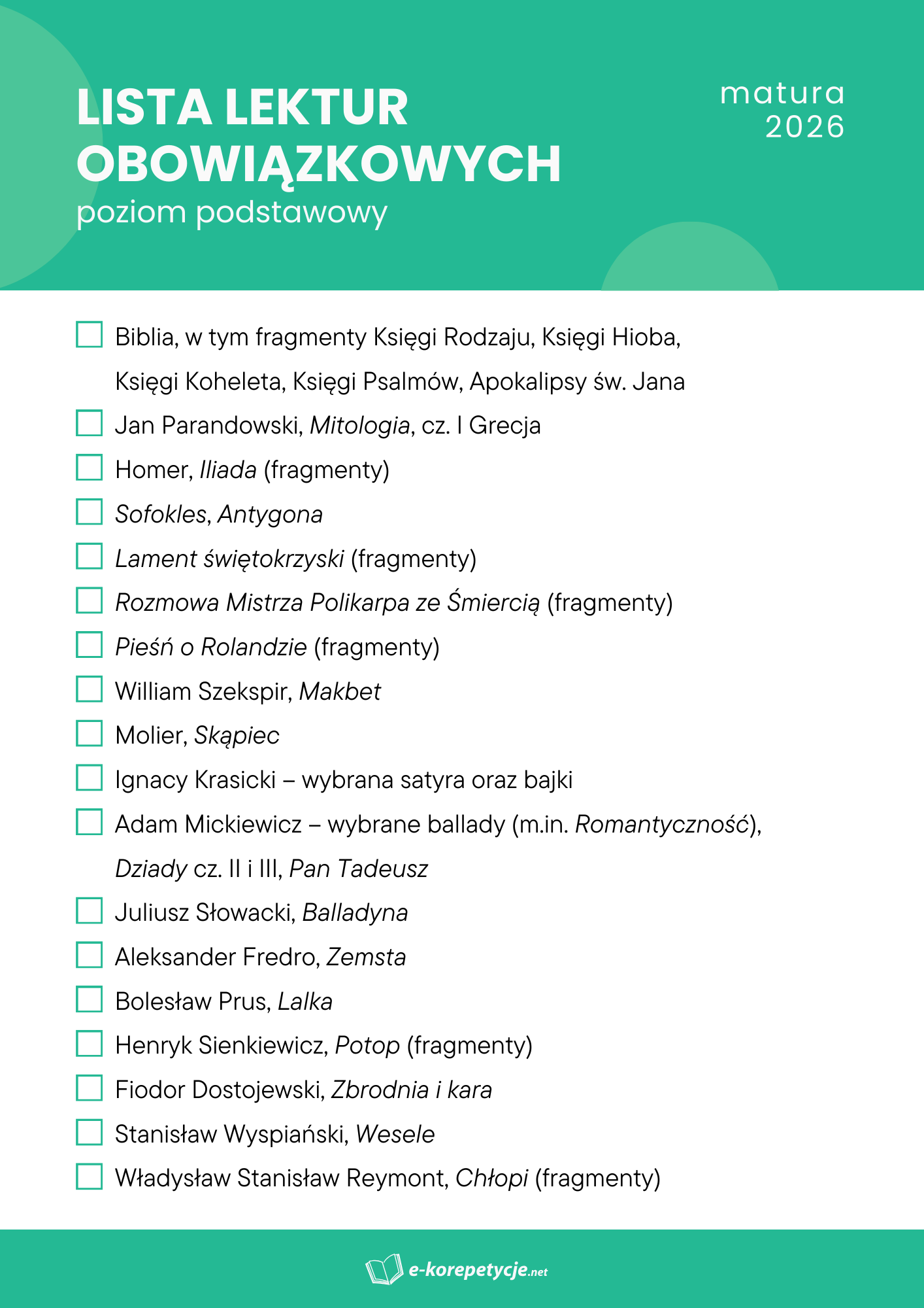 checklista-z-lekturami-matura-podstawa