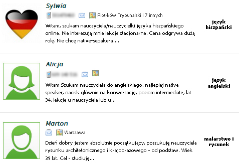 Ogłoszenia uczniów