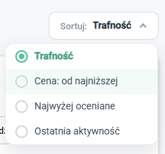 Sortuj po najniższej cenie lub ostatniej aktywności.
