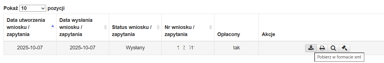 widok oplaconego wniosku o zaswiadczenie o niekaralności